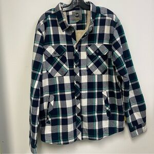 40 EAST- Men’s Navy, Jade & White Plaid Sherpa-Lined Shacket